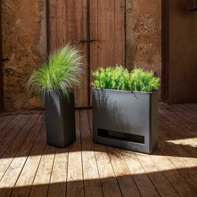 BROMELIA rectangular tall planter with wheels