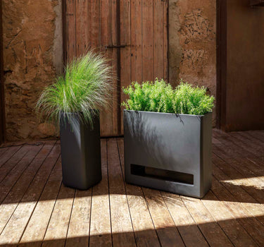 BROMELIA rectangular tall planter with wheels