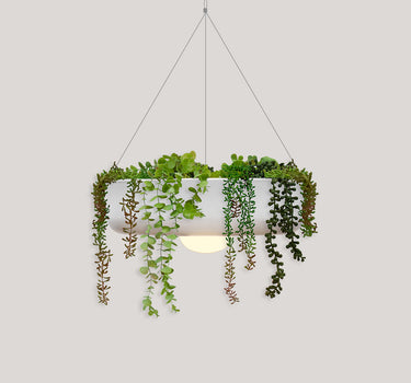 ELBA 39 round hanging planter with wireless lighting