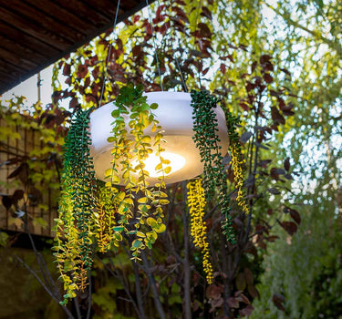 ELBA 39 round hanging planter with wireless lighting