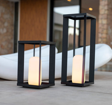 Portable metal lantern without cables with flame effect/fixed SIROCO