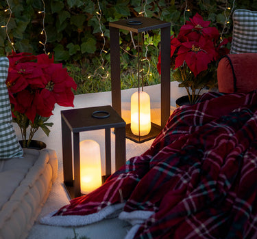 SIROCO cordless portable metal lantern with flame/steady light effect